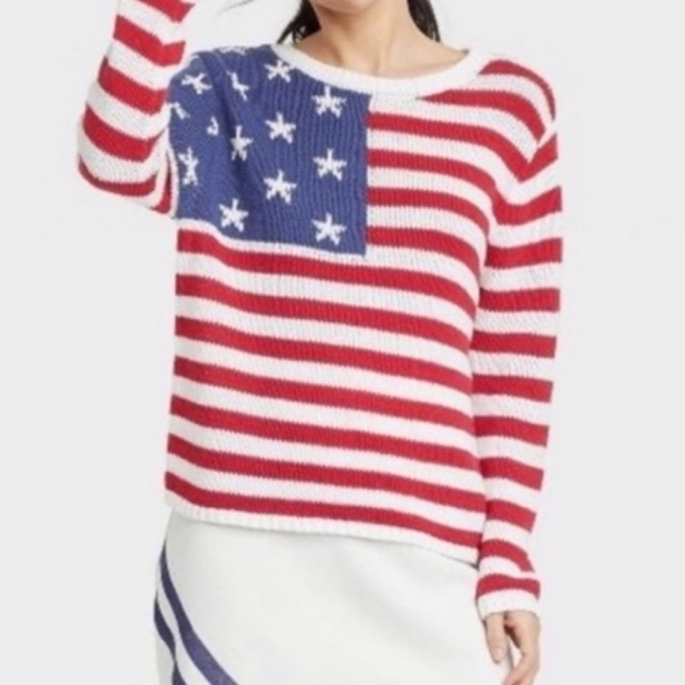 Grayson Threads Pull Over Cable Knit American Flag Novelty Sweater Graphic S - Picture 13 of 13